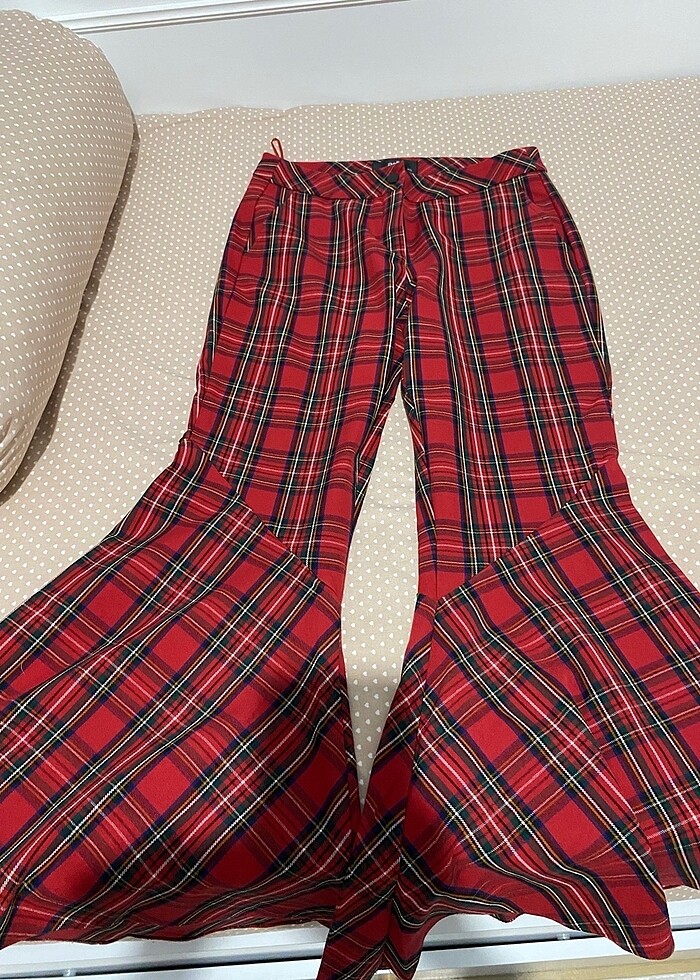 Ekoseli kumaş pantolon - Görsel 2