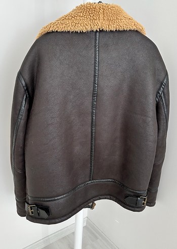 Kahverengi Kürklü Deri Biker Ceket - Görsel 6