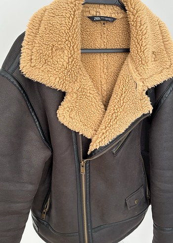 Kahverengi Kürklü Deri Biker Ceket - Görsel 2