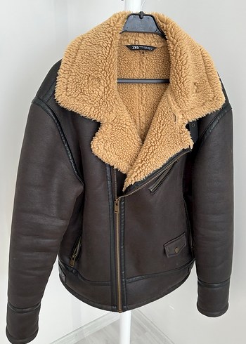 Kahverengi Kürklü Deri Biker Ceket - Görsel 3