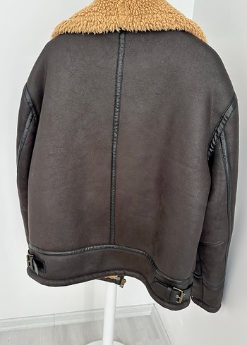 Kahverengi Kürklü Deri Biker Ceket - Görsel 7
