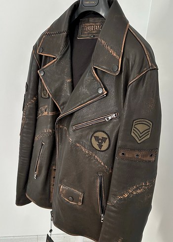 TAMER TANCA eskitme deri biker mont - Görsel 5