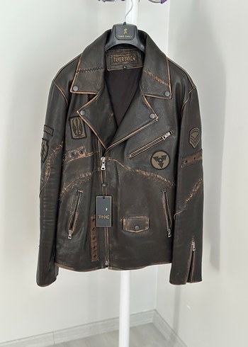 TAMER TANCA eskitme deri biker mont - Görsel 6