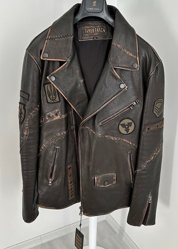 TAMER TANCA eskitme deri biker mont - Görsel 2