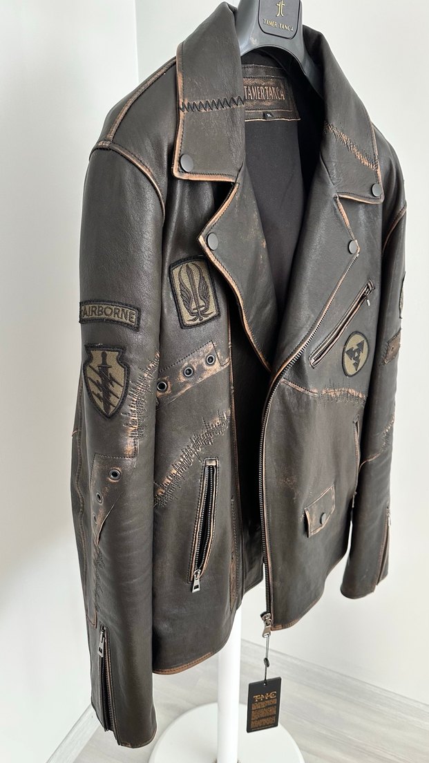 TAMER TANCA eskitme deri biker mont - Görsel 4