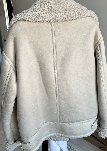ZARA kürklü erkek bej deri ceket - Görsel 7