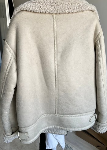 ZARA kürklü erkek bej deri ceket - Görsel 6