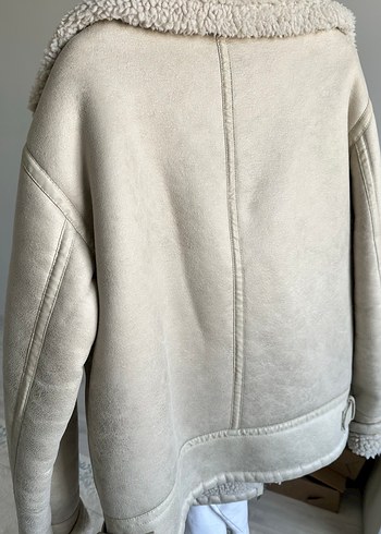 ZARA kürklü erkek bej deri ceket - Görsel 8