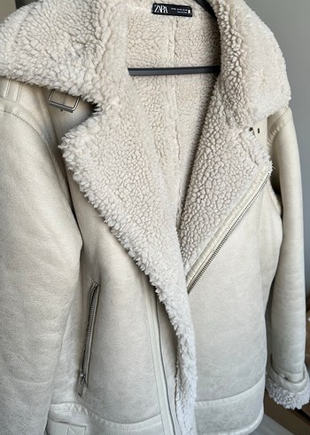 ZARA kürklü erkek bej deri ceket - Görsel 5