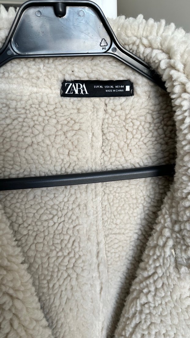 ZARA kürklü erkek bej deri ceket - Görsel 4