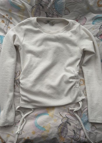 Yandan bağlamalı beyaz crop - Görsel 2