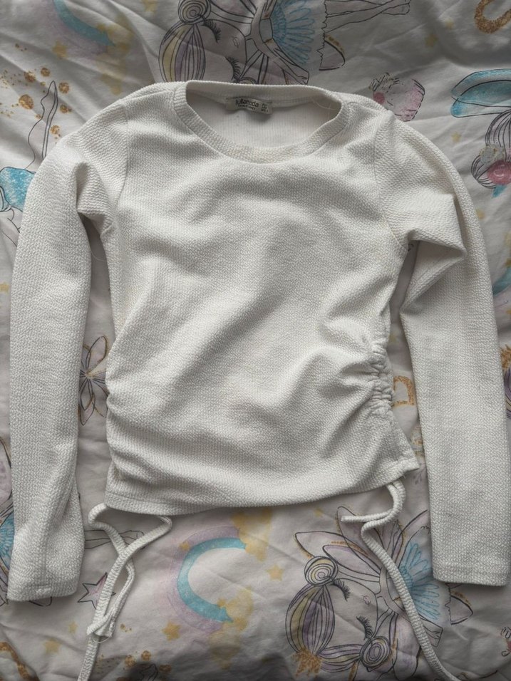 Yandan bağlamalı beyaz crop - Görsel 2