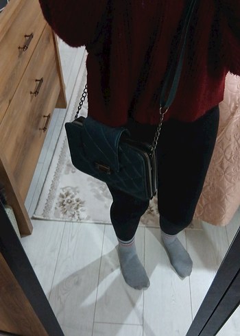 Gri Süet Kadın Omuz Çantası - Görsel 2