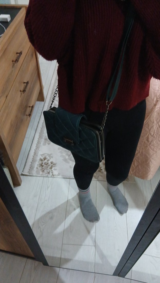 Gri Süet Kadın Omuz Çantası - Görsel 2