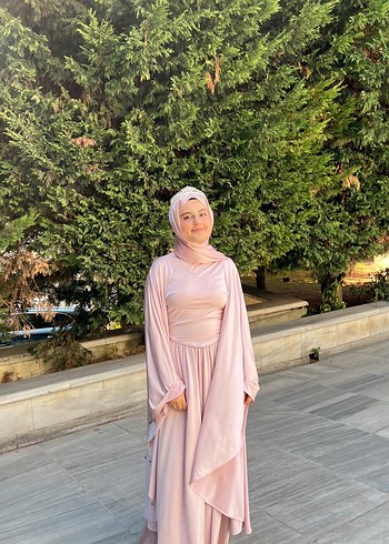 Pudra Rengi Uzun Salaş Kadın abiye