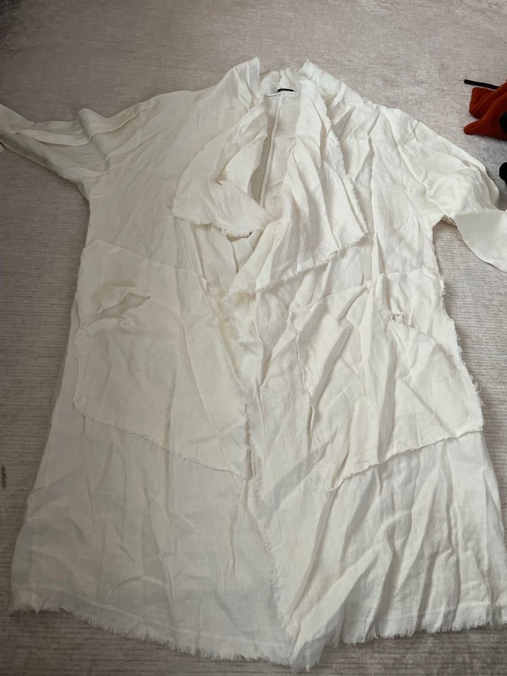 Bohem Midi Beyaz Kadın Uzun Kollu Salaş Sabahlık - Görsel 3