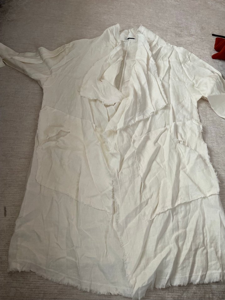 Bohem Midi Beyaz Kadın Uzun Kollu Salaş Sabahlık - Görsel 2