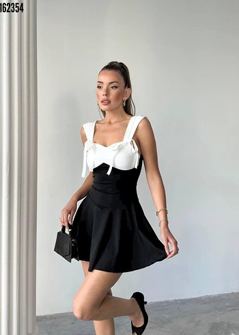 s Beden siyah Renk Siyah Mini Straplez Elbise