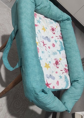 Turkuaz Desenli bebek reflü yatağı - Görsel 3