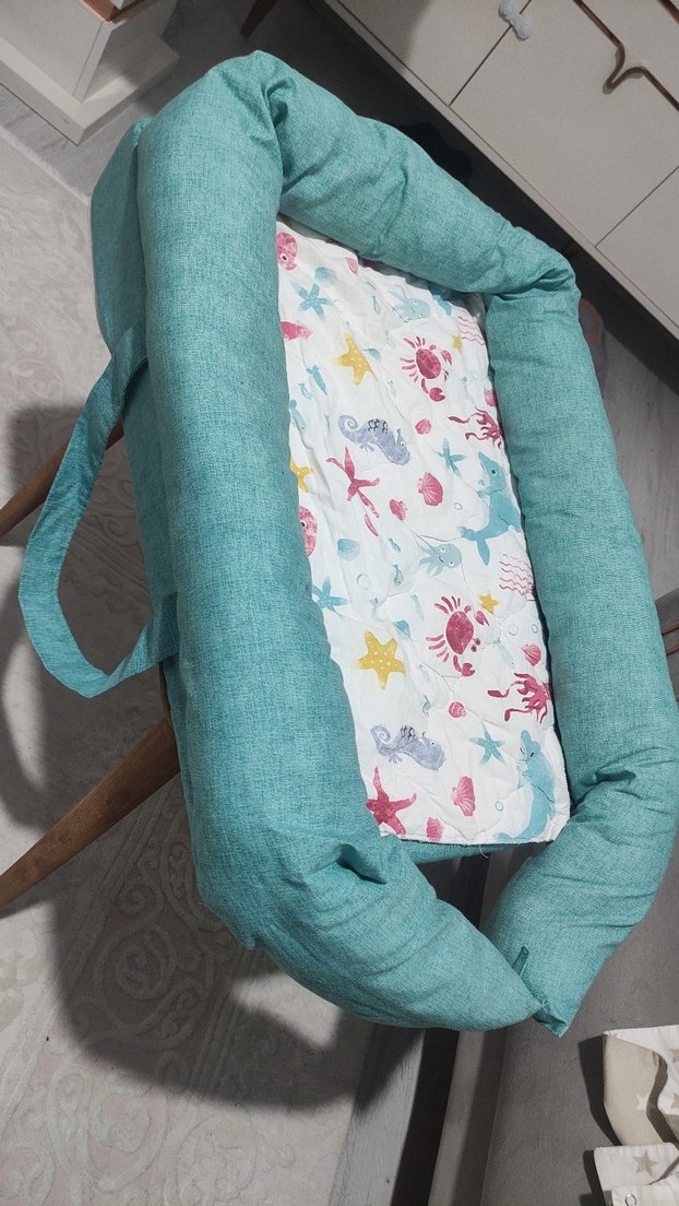 Turkuaz Desenli bebek reflü yatağı - Görsel 3