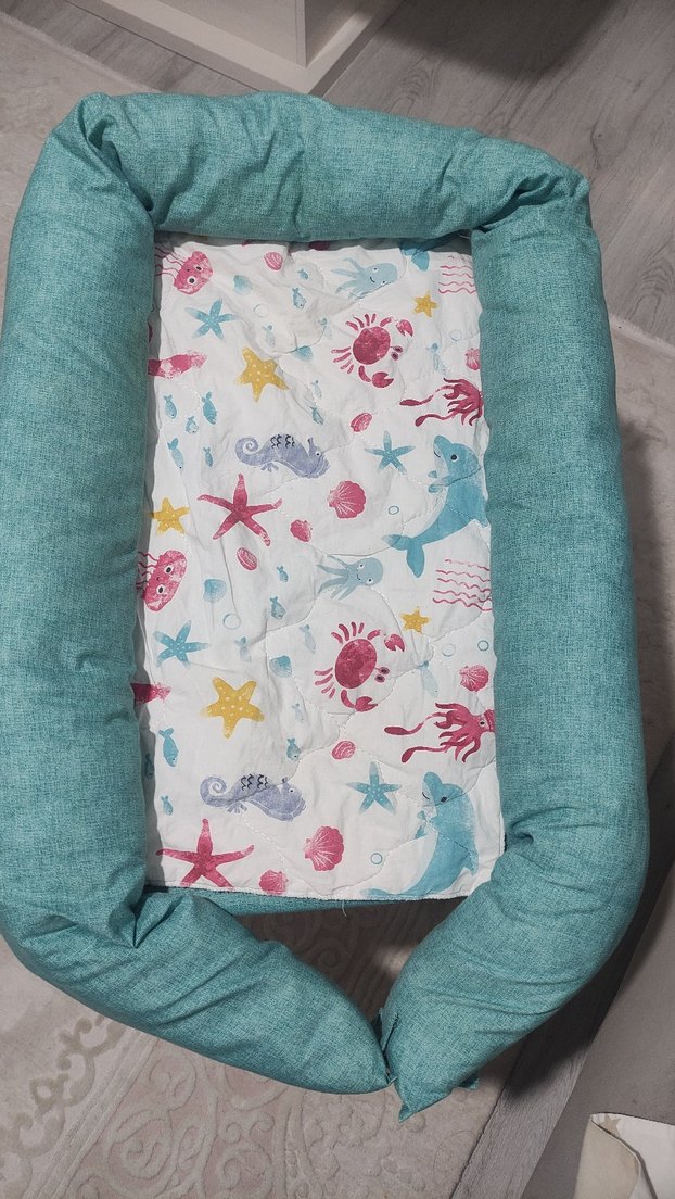 Turkuaz Desenli bebek reflü yatağı - Görsel 2