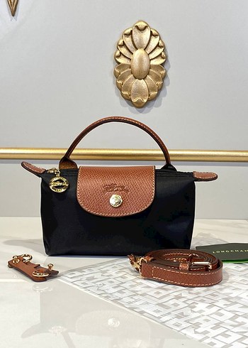 Longchamp Sik Siyah Kahverengi El Cantasi