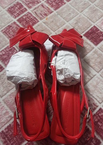 39 Beden stradivarüs Kadın Kırmızı Fiyonklu Dolgu Topuklu Stiletto