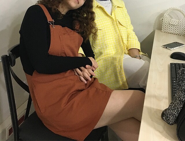 m Beden Kiremit Rengi Elbise