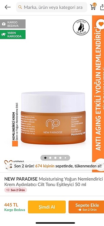 New paradise moisturising yoğun nemlendirici krem 50 ml