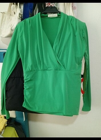 Yeşil uzun kollu crop
