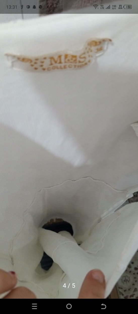 V Yaka Nakışlı Beyaz Bohem Midi Elbise - Görsel 4