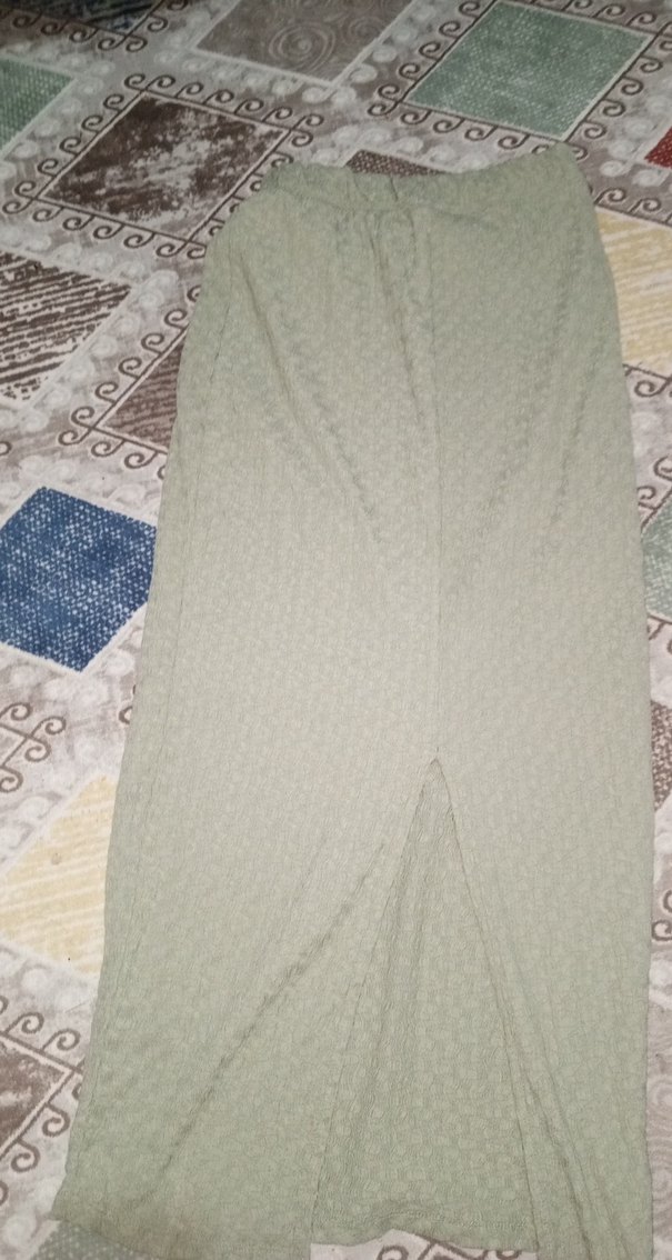 Bol Kesim Haki Keten Kadın uzun etek - Görsel 4