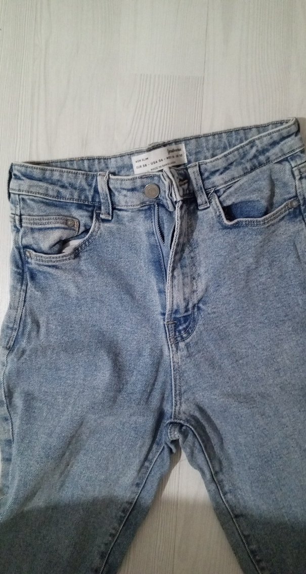 Gri Bol Kesim Midi Kadın Kot Pantolon - Görsel 2