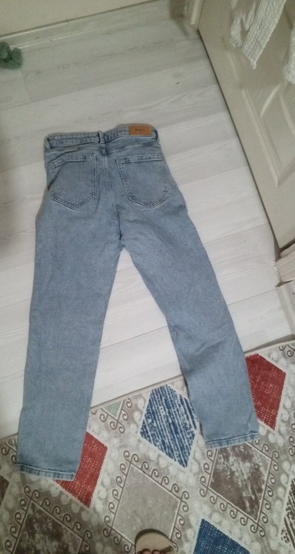 Gri Bol Kesim Midi Kadın Kot Pantolon - Görsel 3