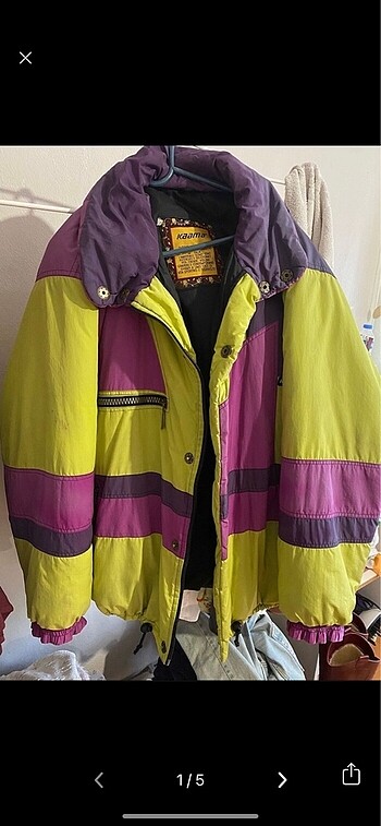 vintage renkli oversize mont