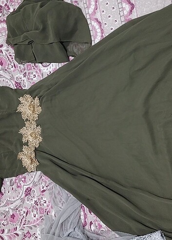 Moda Merve yesil sifon tesettür abiye elbise 38 - 40 beden 