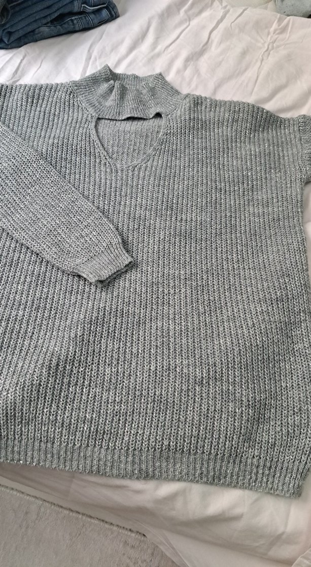 Gri Nakışlı Triko Kadın Kazak Adl - Görsel 3