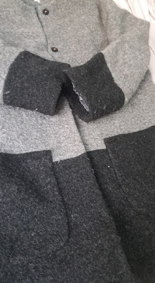 Düğmeli Gri Kısa Kaban koton - Görsel 3