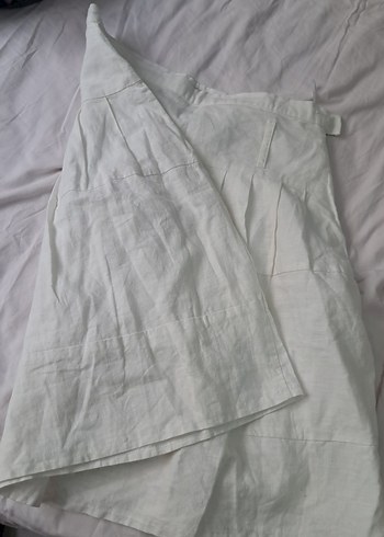 Beyaz Düz Pamuklu Etek - Görsel 3