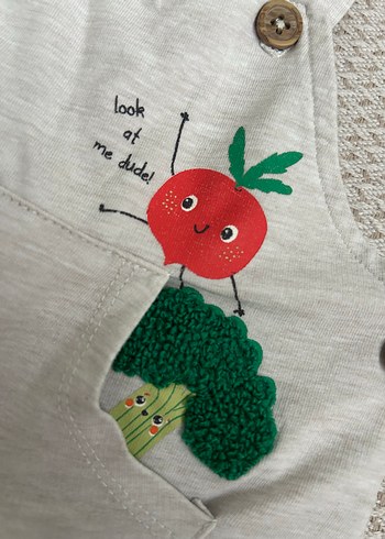 Nakışlı Gri Erkek Triko Salopet - Görsel 3