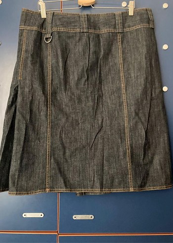 Gri Midi Hamile Kot Etek Pilili Rahat Kesim - Görsel 3