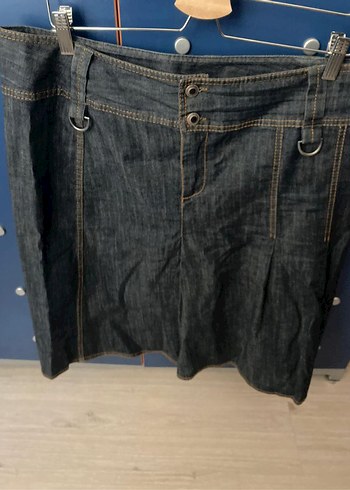 Gri Midi Hamile Kot Etek Pilili Rahat Kesim - Görsel 5