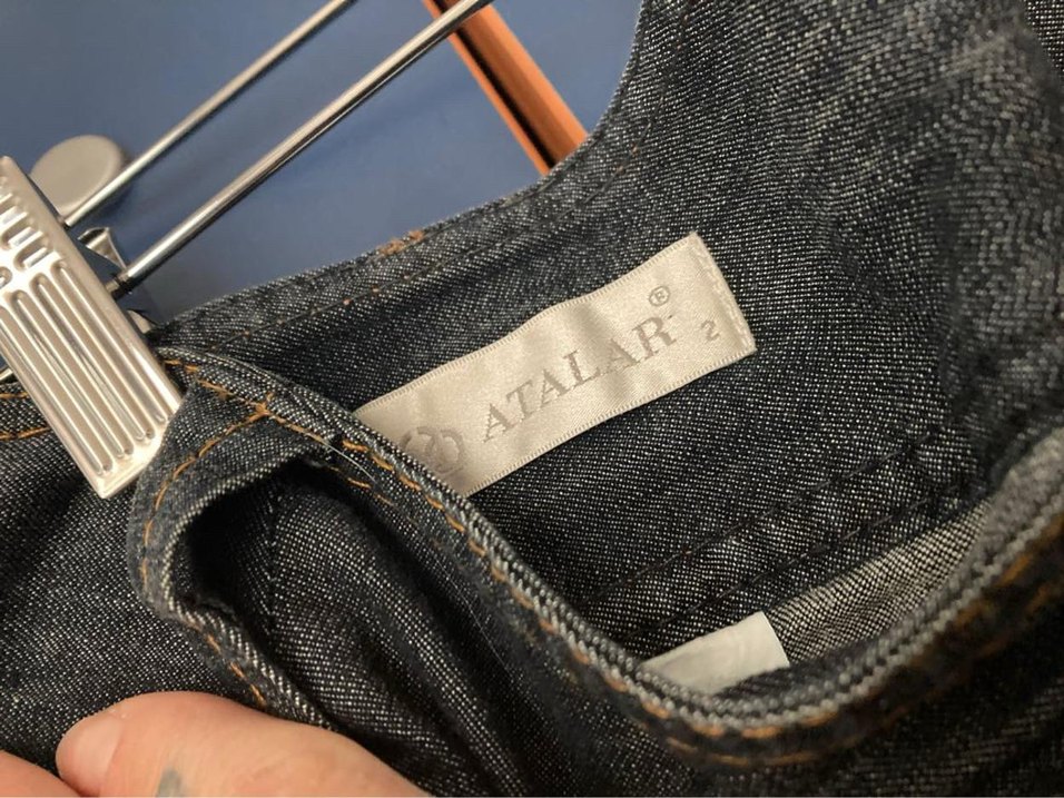 Gri Midi Hamile Kot Etek Pilili Rahat Kesim - Görsel 2