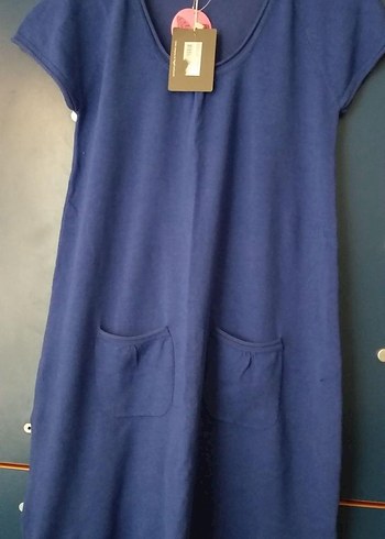 Lacivert Salaş Midi Elbise - Görsel 3