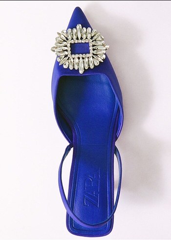 Mavi Parlak Tokalı Stiletto Kadın Abiye Ayakkabı