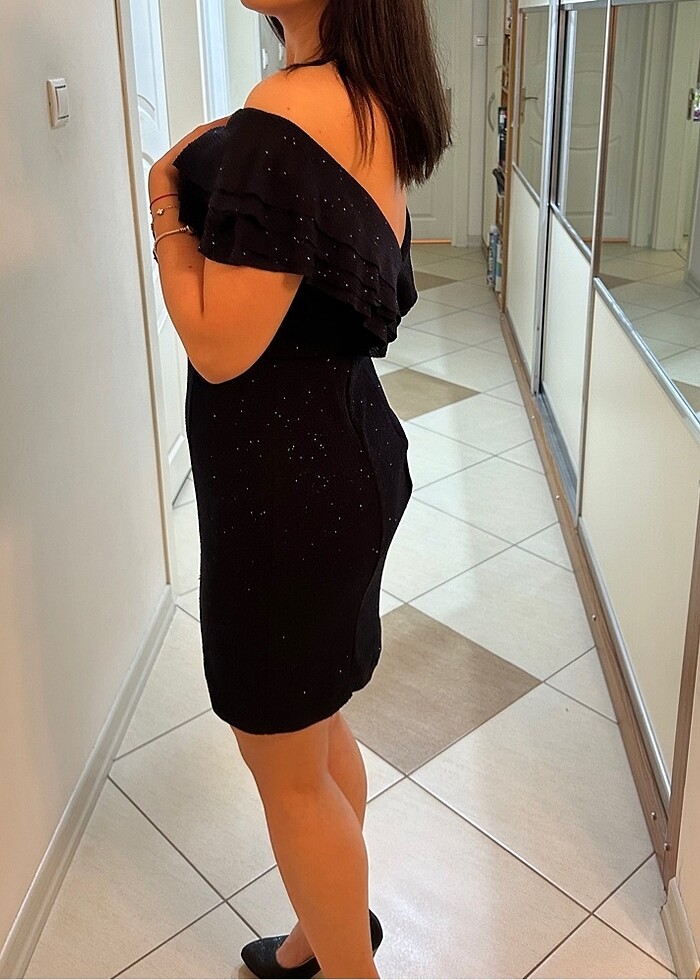 Lacivert simli abiye elbise - Görsel 3