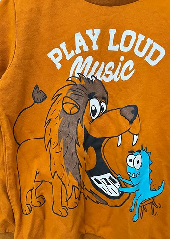LC Waikiki Erkek Çocuk Turuncu Desenli Sweatshirt