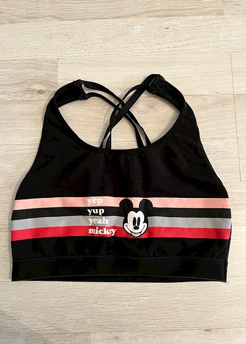 s Beden siyah Renk Mickey Baskılı Siyah Mini Spor Sütyeni
