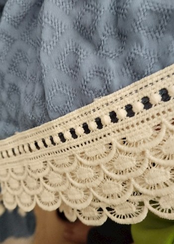 Nakışlı Mavi Bohem İtalyan yazlık Elbise - Görsel 4