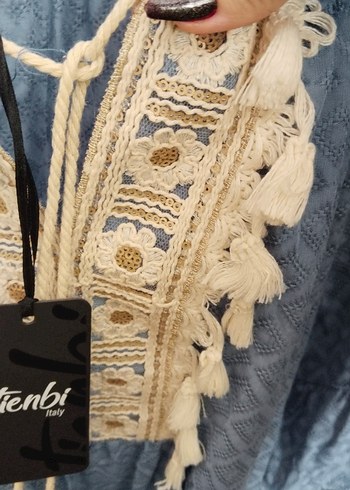 Nakışlı Mavi Bohem İtalyan yazlık Elbise - Görsel 5